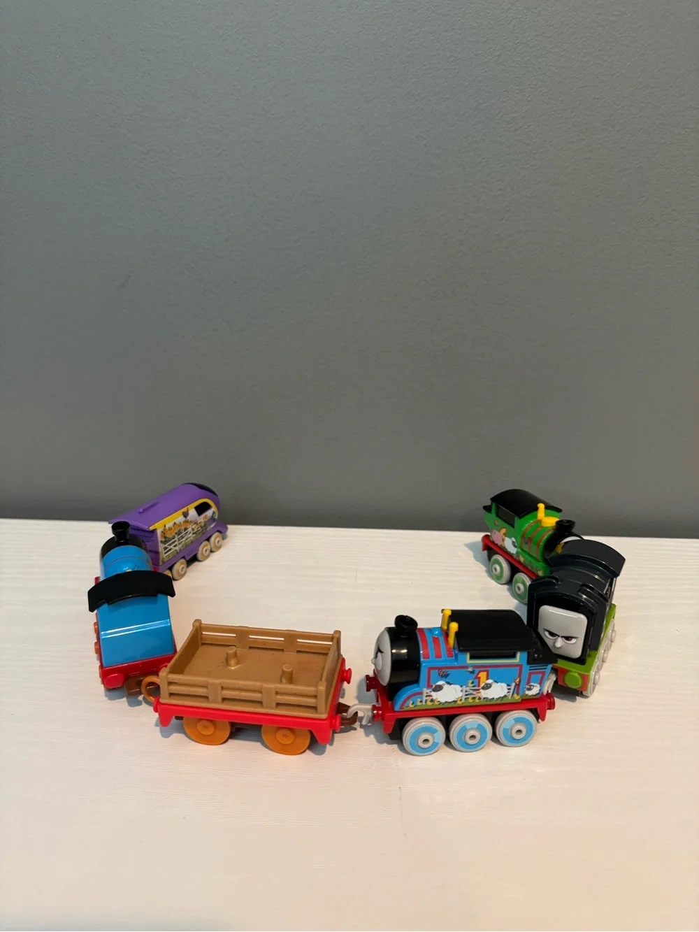 Thomas & Friends Small Character Train Lot - Blue Green Black Red Purple